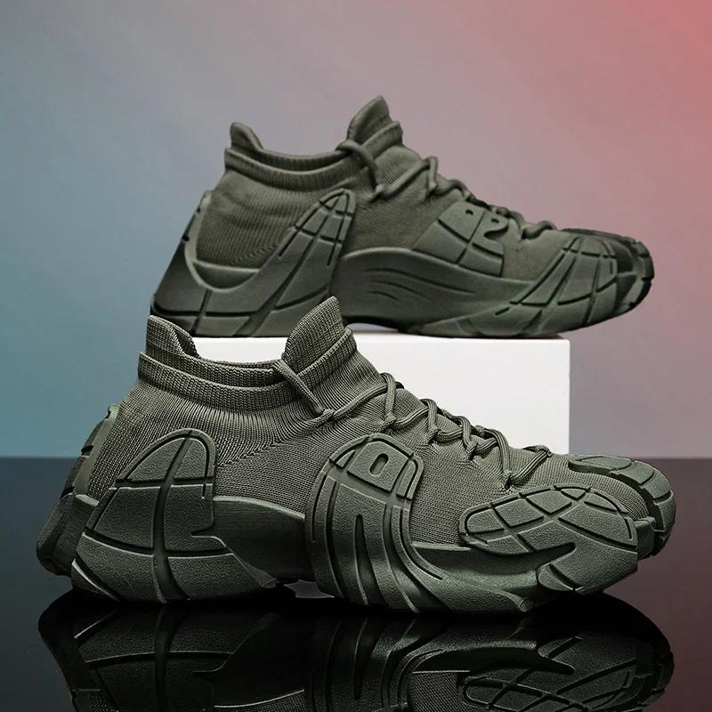 

Весенняя мода на открытом воздухе, четыре цвета, пара, летающая плетеная меха, носки-осьминоги, мужская спортивная модная обувь на толстой подошве 35