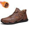 Cotton shoes men's 2025 autumn and winter new velvet warm medium top men's shoes soft sole non-slip lace-up outdoor casual shoes large size