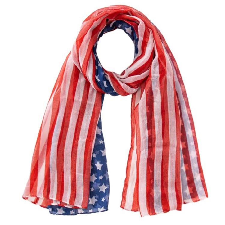 

Stylish Scarf Shawl Neckerchief Head Scarf Star Print for Independence Day