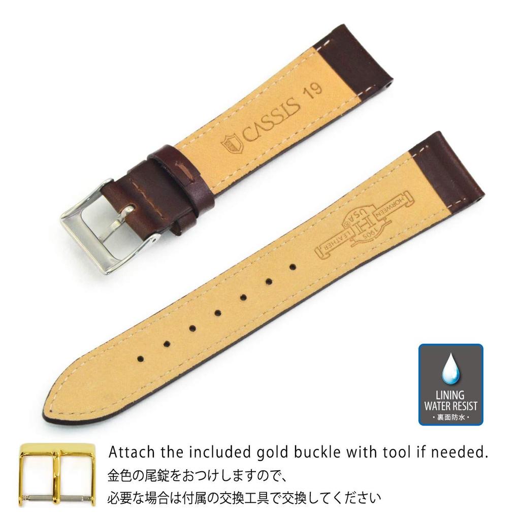 CASSIS LAVAL Calfskin Watch Dark with Replacement U1032966032019 Strap, 19mm, Brown, Tool,