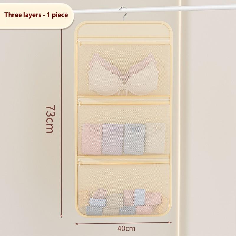 Mesh Storage Hanging Bag With Hook Multi Layer Breathable Pockets Bedroom Wardrobe Lingerie Pocket Organizer For Clothes Socks
