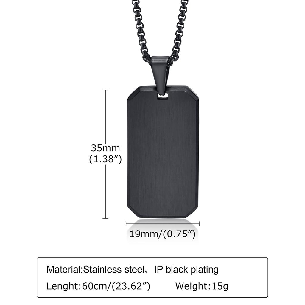 Necklace For Men Stainless Steel Zircon Inlay Geometric Pendant Black Necklace Metal No Fade Anti Rust Fashion Design Jewelry