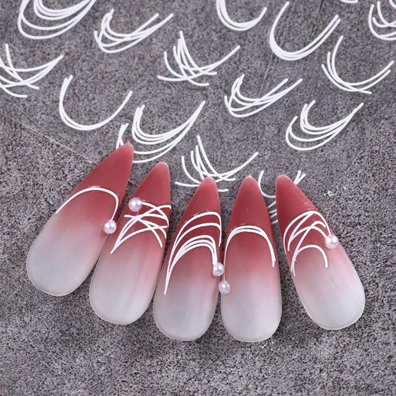 Fashion French 3D Simplified Line Nail Art Stickers Irregular Line Press On Nails Decals Manicure Decorations Diy