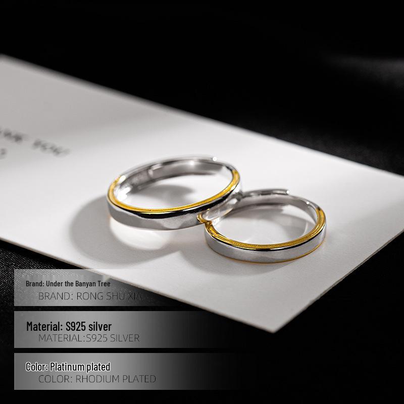 Banyan Tree S925 Silver Couple Rings – Classic Smooth Love Bands for Index Finger