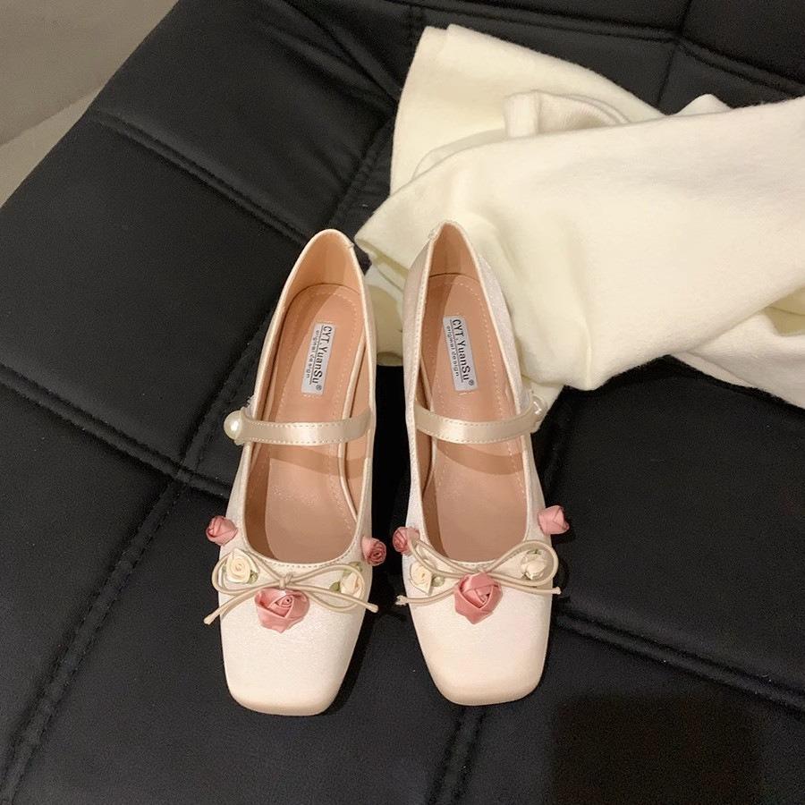 Mary-Jane-Schuhe für Damen, Pumps mit niedrigem Absatz, klobiger Blockabsatz, bequeme Abendschuhe, lässige Mary-Jane-Pumps für Damen mit quadratischer geschlossener Zehenpartie und Knöchelriemen