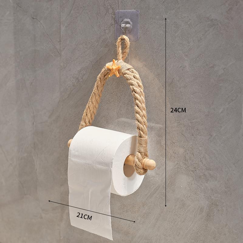 Mediterranean Hand-woven Japanese-style Roll Paper Rack Toilet Punch-free Toilet Tissue Holder Toilet Paper Rack Rack