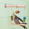 Parrot Cage Hammock Swing Colorful Beads Swing Standing Supplies Wooden Bridge with Bells Parrot Standing Supplies