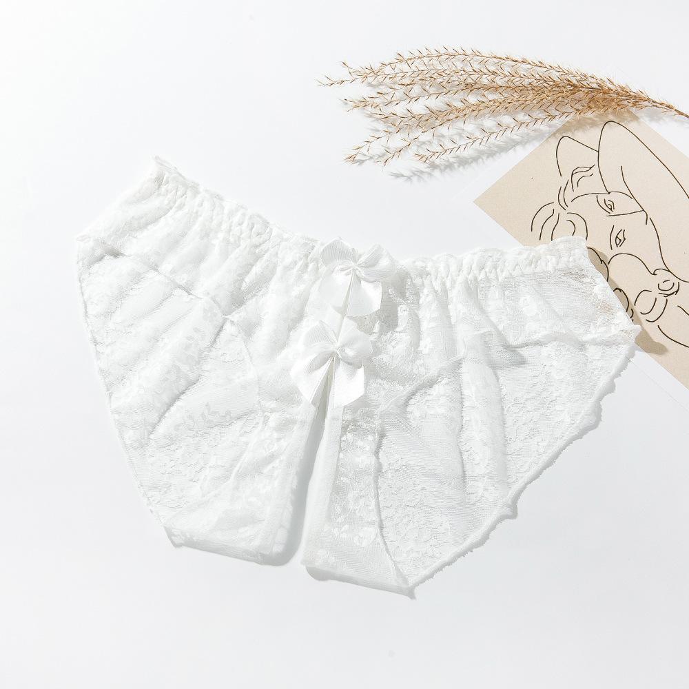 Sexy Open Lace Panties Transparent Bow Low Waist Breathable Underpants194