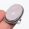 Rose Quartz Gemstone Handmade 925 Sterling Silver Jewelry Ring Size 8 SU-10351