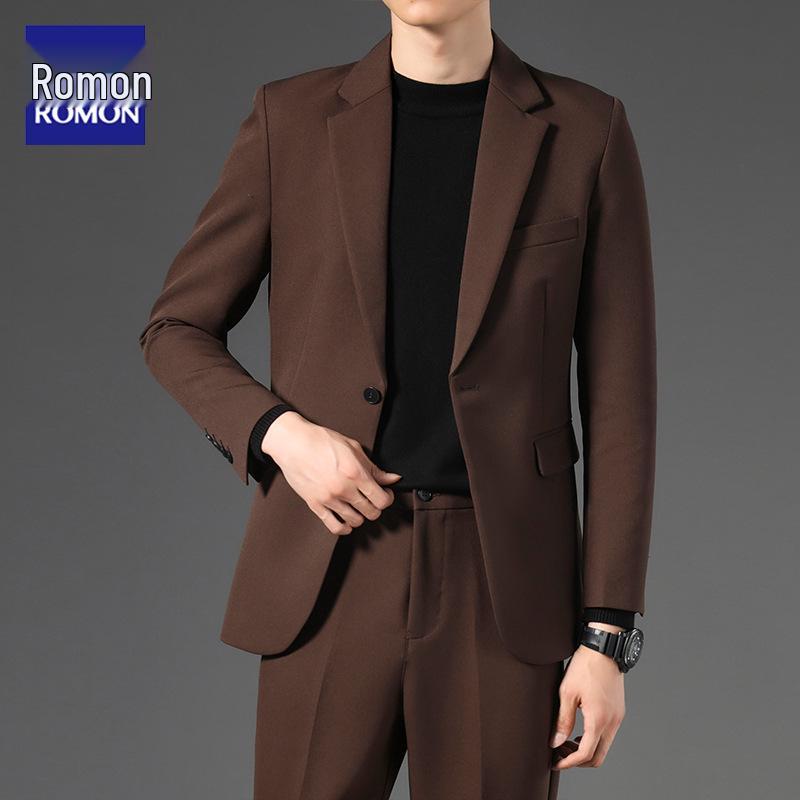 Romon Men's Slim Fit Blazer - Stylish Korean Trend for Spring & Autumn