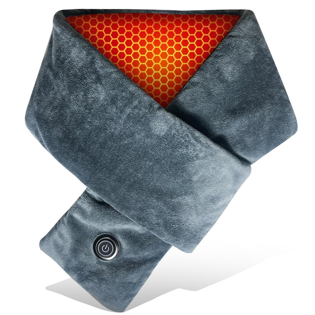 Lampat USB Rechargeable Electric Neck 3 Temperature Velvet Washable Cold Weather Unisex Warmer, Settings, Fabric, Scarf, (Regular Size)