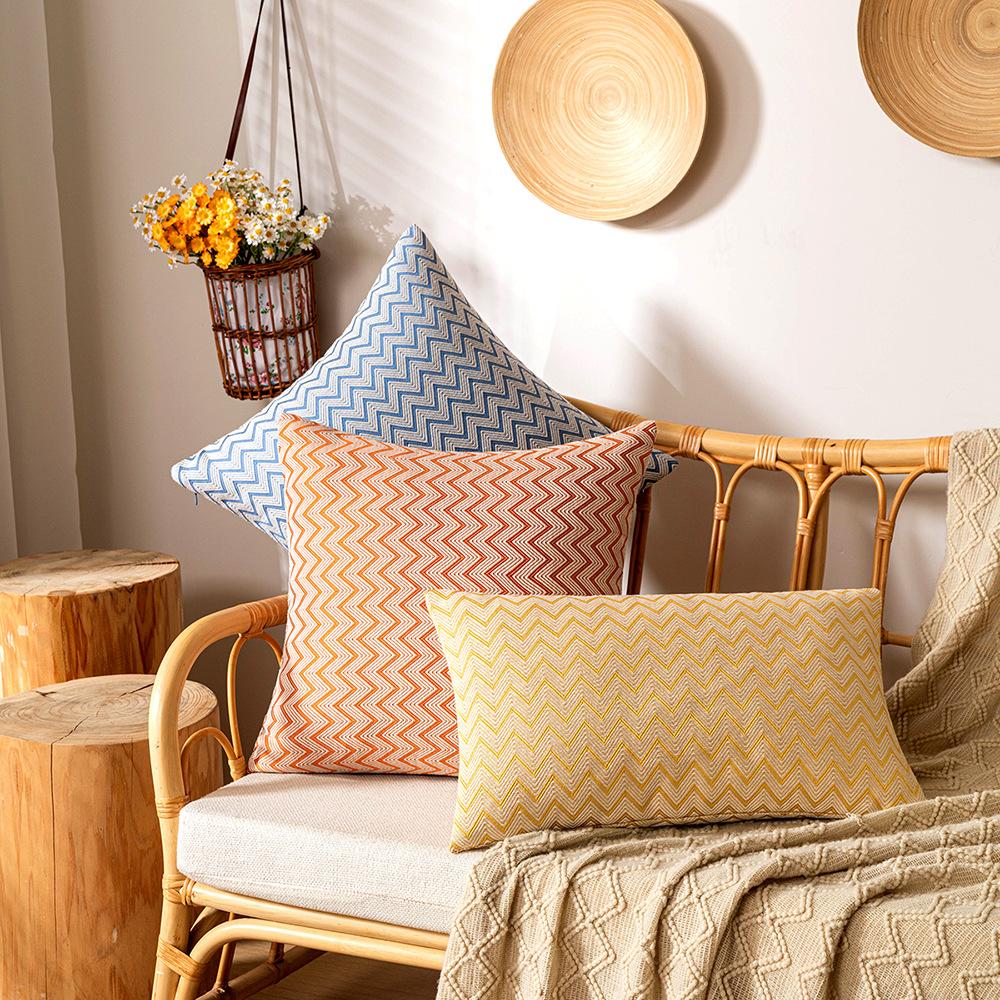 Double-sided Jacquard Pillow Case Nordic Braided Living Room Sofa Cushion Imitation Cotton Linen Simple Waffle Bedside Bench
