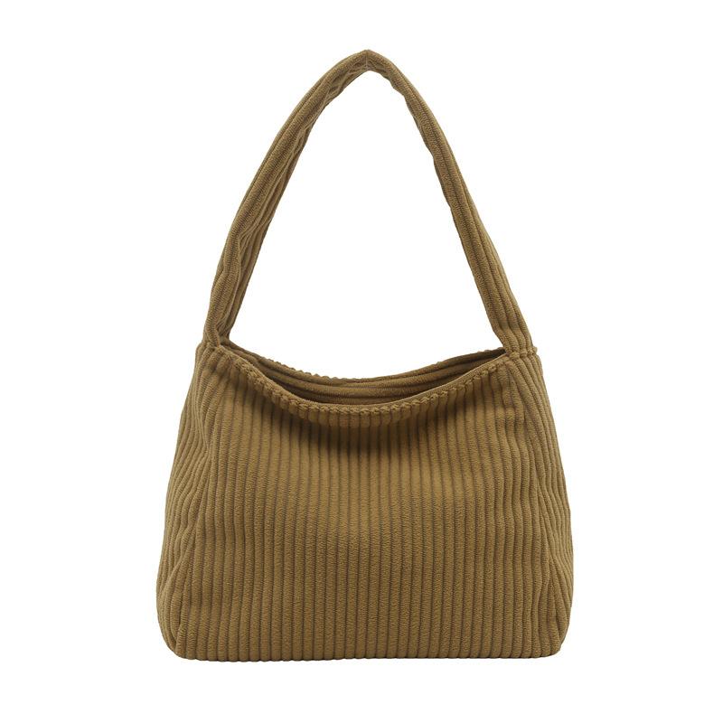 Corduroy small portable retro casual commuting simple fresh literary large capacity shoulder bag portable storage bag жёлтый