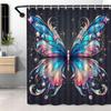 Butterfly Pattern Shower Curtain, Elegant Polyester, Multifunctional Bathroom Partition, Machine Washable, All-Season Decor