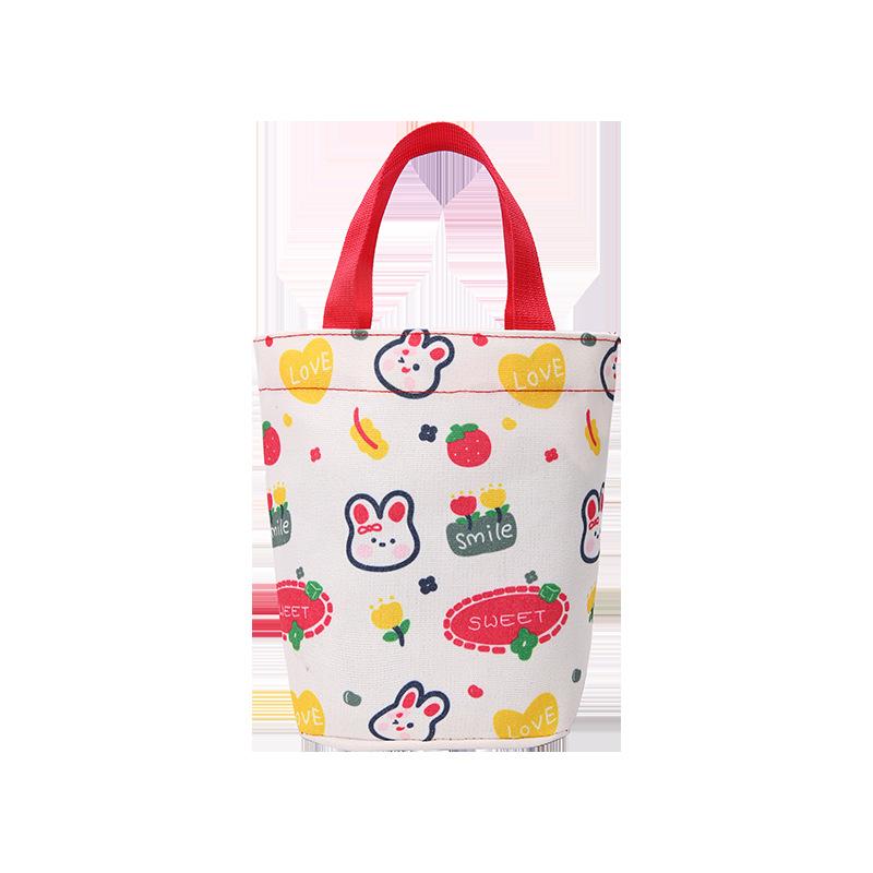 

2025 новая портативная парусиновая сумка-ведро простая и универсальная литературная маленькая вместимость сумка для ланч-бокса маленькая сумка для мужчин и женщин красный