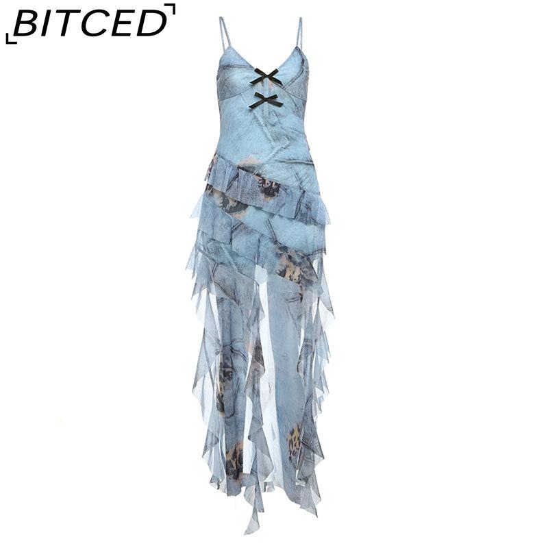 

BITCED Spring Women s Solid-Color Slim-Fit High-Waisted Fashion V-Neck Strapless Sleeveless Dress L синий