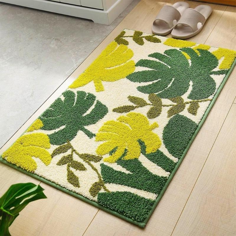 Anti Slip Floor Mat New Leaf Pattern Soft Bathroom Mat Quality Home Decor Absorbent Bedroom Hallway Toilet Rug Bath Mat
