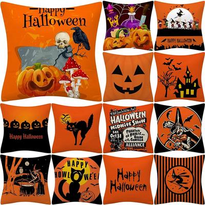 1pc Halloween Decorative Cushion Cover Living Room Sofa Ornaments Wizard Pumpkin Cat Hug Pillow Cover Home Room Decoration