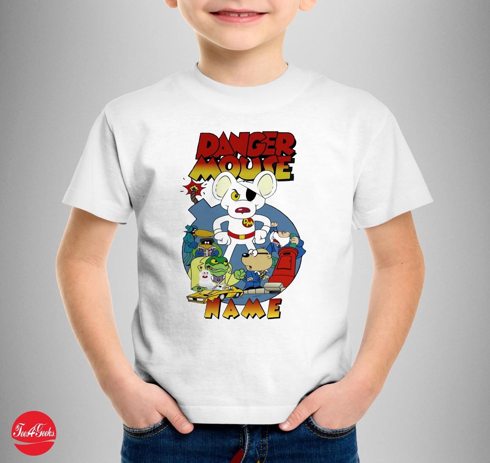 Danger Mouse  Personalised  Kids Boys Baby Children T-shirt T SHIRT BBC Birthday Gift Retro 80s 100