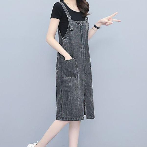 2026 Sommer Damenmode Latzhose Kleid Denim Latzhose einfarbig lässig schlankmachend