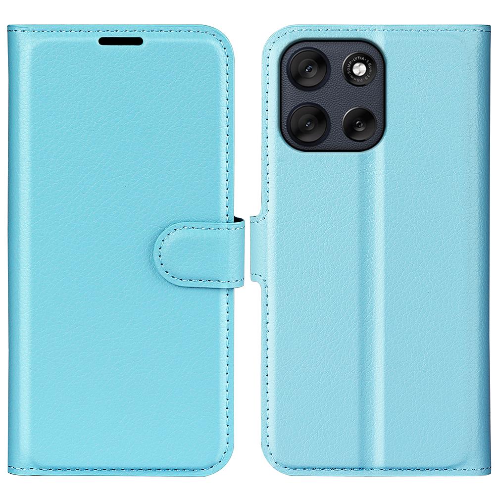 

For Motorola Moto G56 5G Case Litchi Texture Shockproof Leather Wallet Phone Cover Blue