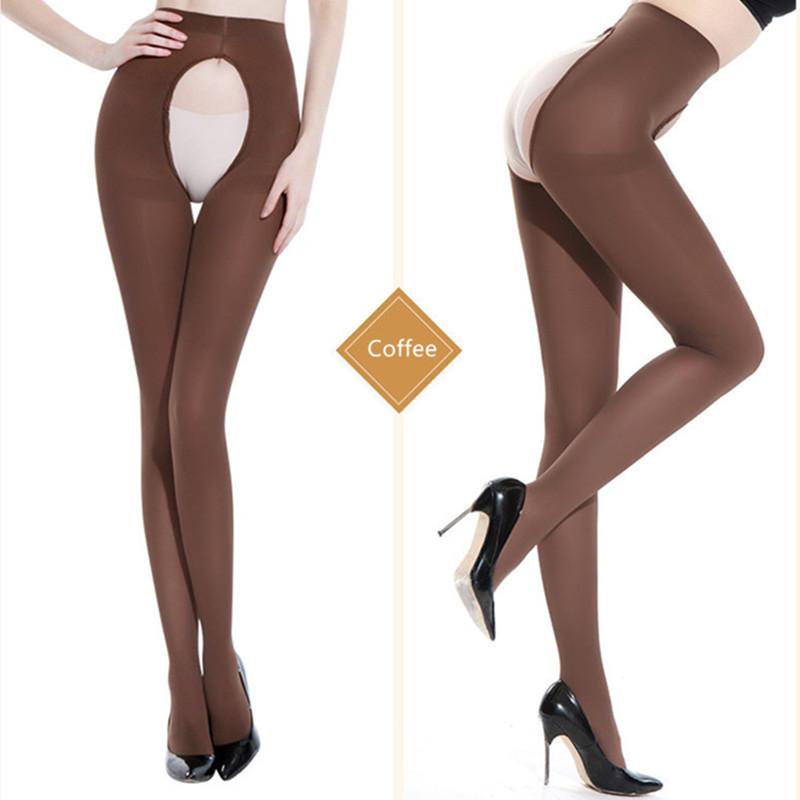 

Doiaeskv Women Open Tights Plus Size 120D Autumn Winter Warm Pantyhose Crotchless High Waist Female Stretchy Slim Skinny Tights S(45-60kg)