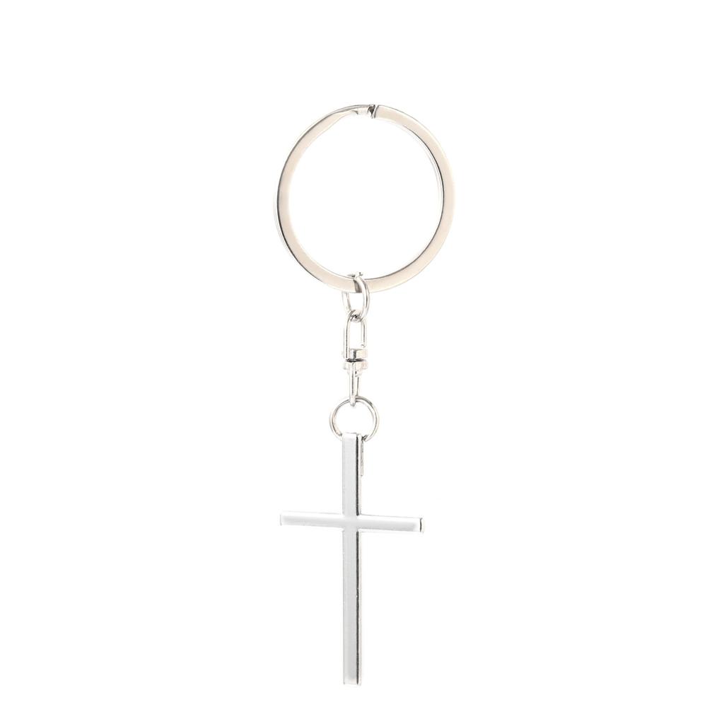 Couple Cross Stainless Steel Keychain Simple Romantic Design Fashion Metal Keyring Practical Car Bag Pendant