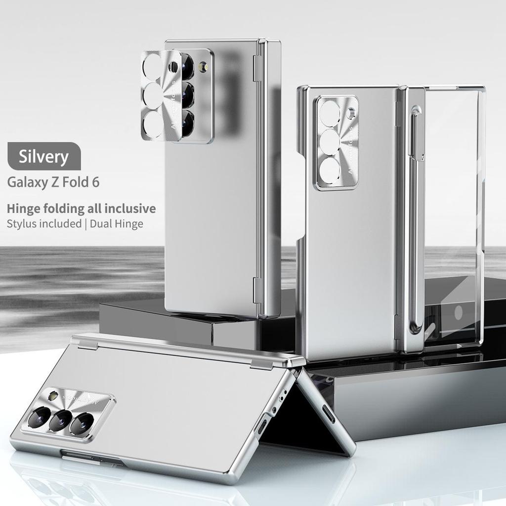 Compatible Samsung Z Fold7/6 Case with Dual Hinge Pen Slot, Pen Shell Film, Full Coverage, and Drop-proof Protection.