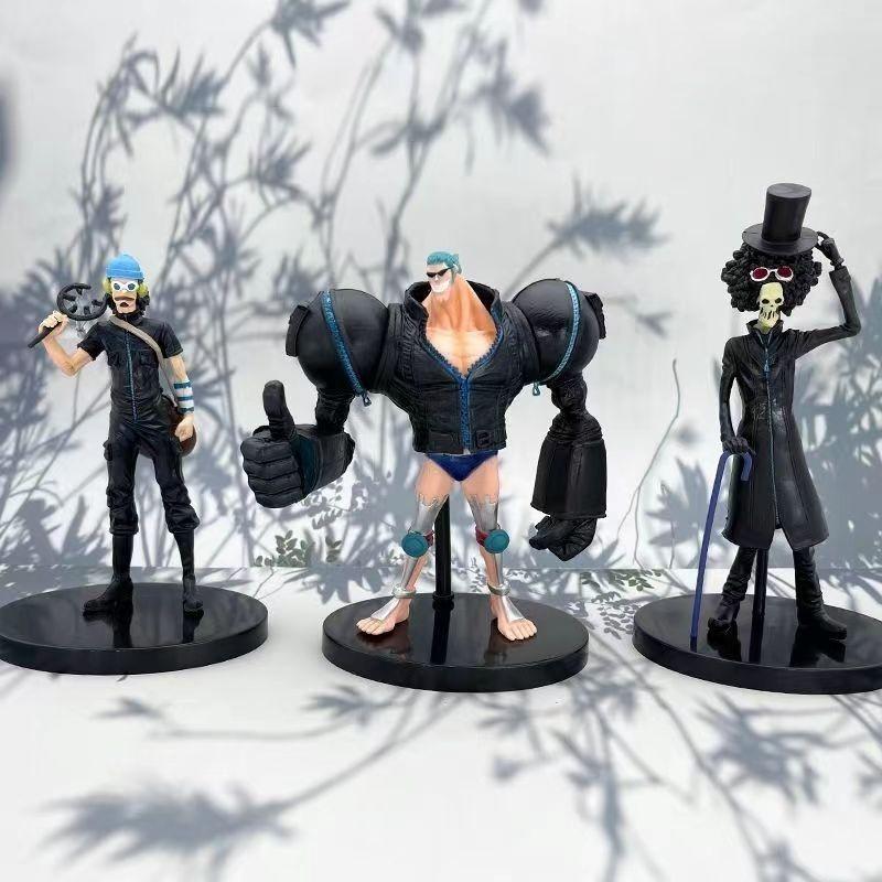 High Quality One Piece Handicraft Model Golden City Movie Edition Black Clothes Straw Hat Team 9 Full Set Luffy Zoro Pvc Figures