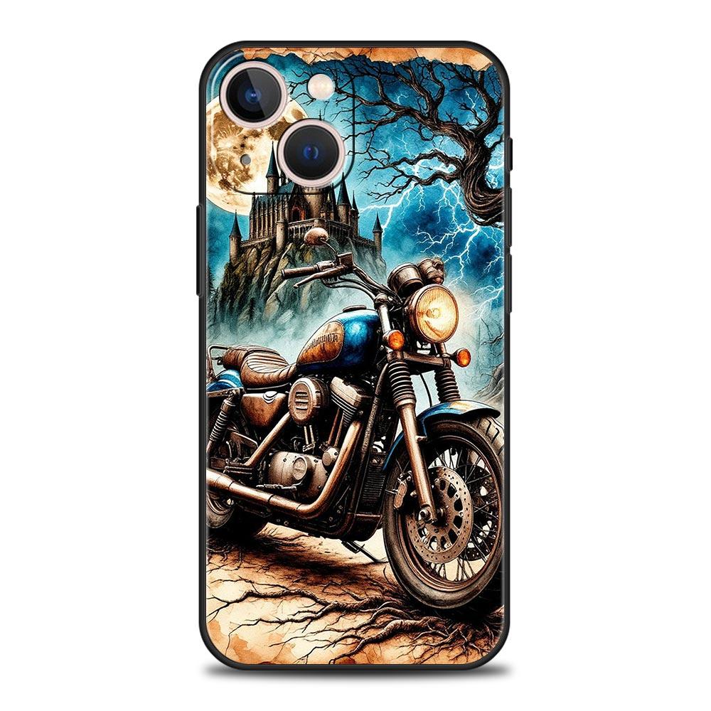 Colors Vintage Motorcycle Painted Phone Case Cover for iPhone 17 16 15 14 13 12 Pro Max 11 Pro Max 17 AIR Plus Soft TPU Shell
