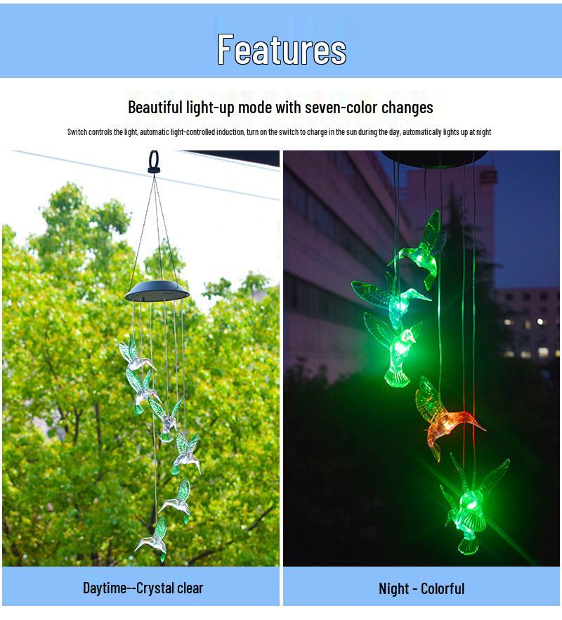 Solar Wind Chime: Seven-Color Gradient Waterproof Garden Lamp for Outdoor Decoration