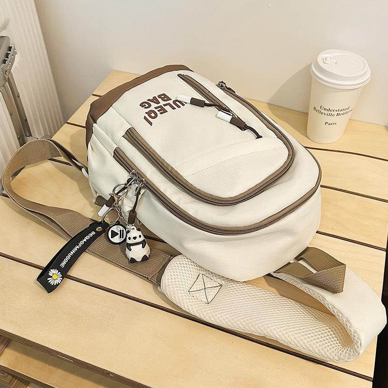 Chest Bag for Women's Burgundy Women's Sports Versatile Trendy Brand Small Backpack Mobile Phone Bag One Shoulder Crossbody Bag