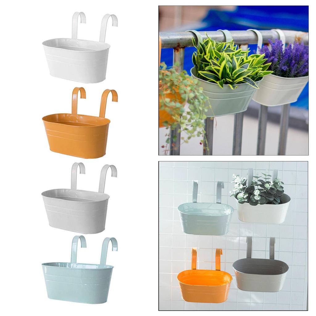 Iron Double Hooks Hanging Flower Pots Large Capacity for Balcony Planters Wall Decor Porch Rails Railing Fence