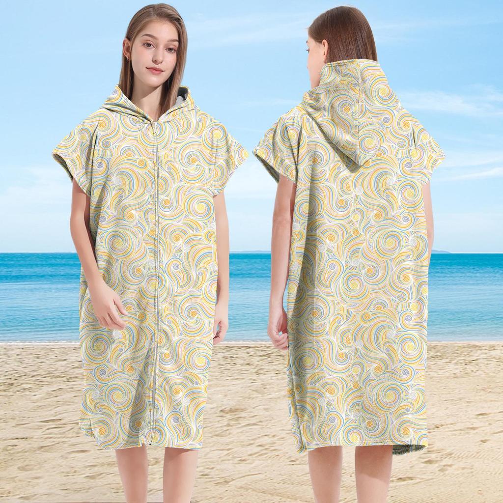 Microfiber Quick-Dry Hooded Beach Poncho Bathrobe for Adults