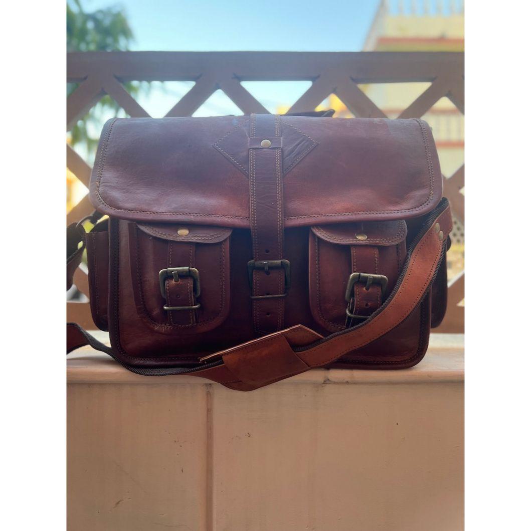 

Винтажная кожаная сумка из козьей кожи, сумка для ноутбука, портфель, кожаная сумка на плечо, лучший подарок для мужчин и женщин 16 x 5 x 12 in коричневый