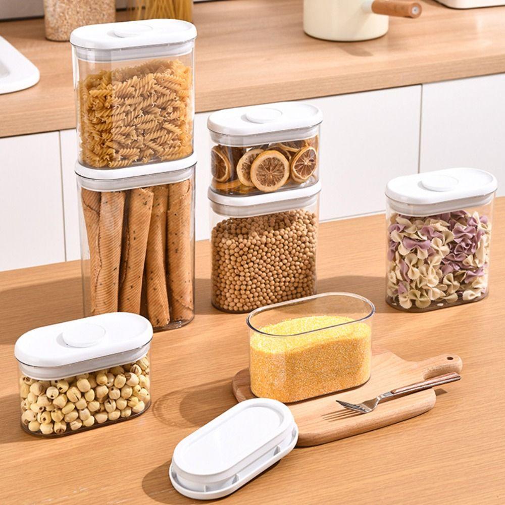 Plastic Sealed Food Storage Box Sliding Lid Food Storage Container Kitchen Storage Jars Kitchen
