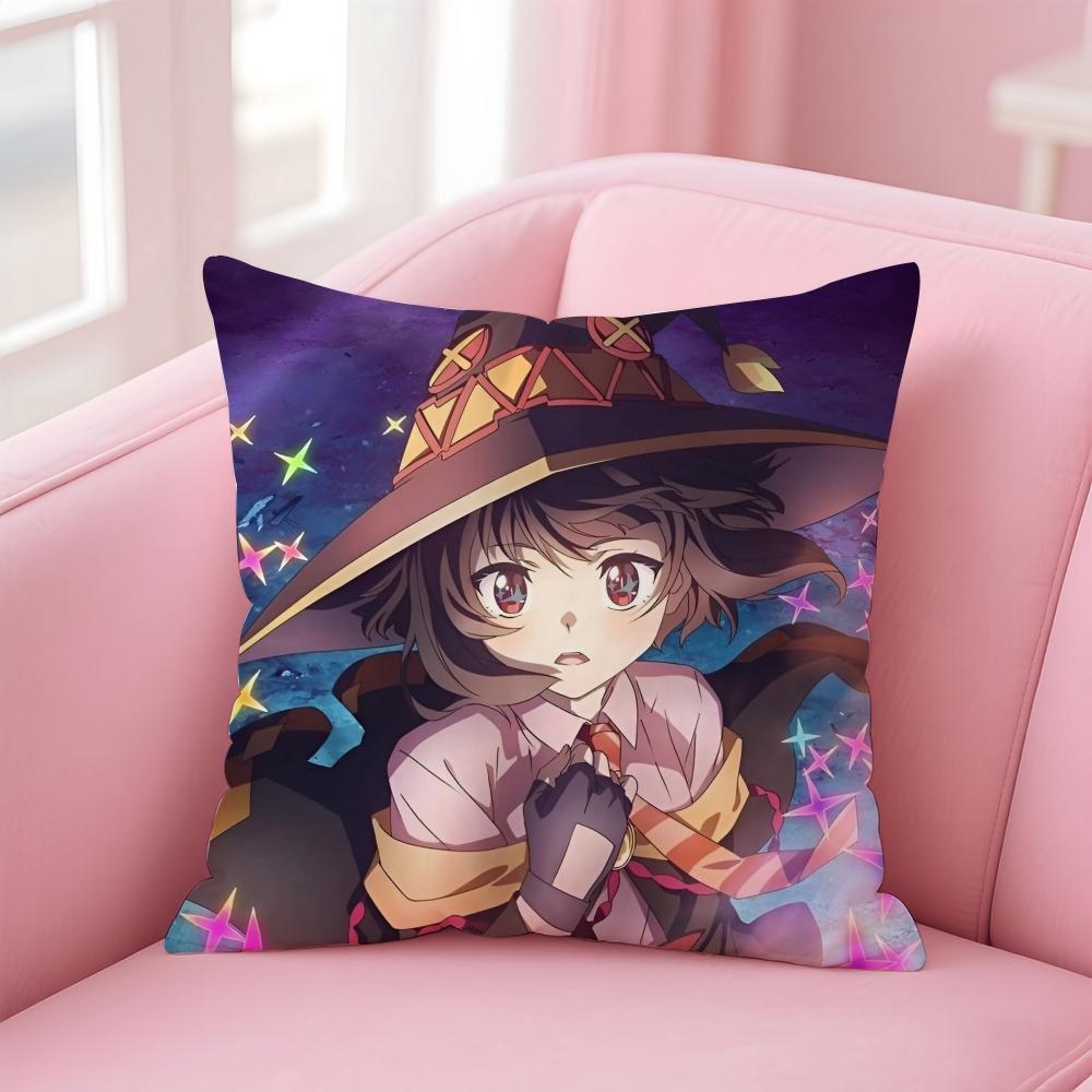 Горячий Аниме K-Konosuba M-Megumin Kono Наволочка Подушка Короткий Плюш Невидимая Молния Комната Диван Наволочка Peach skin 18*18(CM)-1Pcs