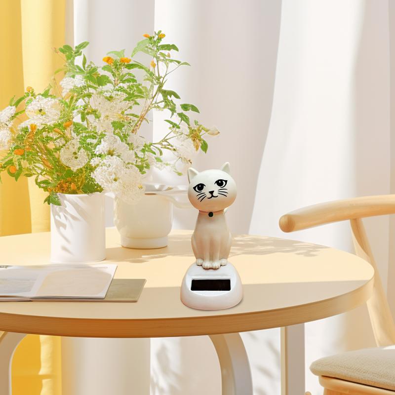 New Solar Powered Swing Doll Toy Cute Cartoon Cat Shaking Head Doll Auto Interior Dashboard Decor Car Ornament Doll Accessories