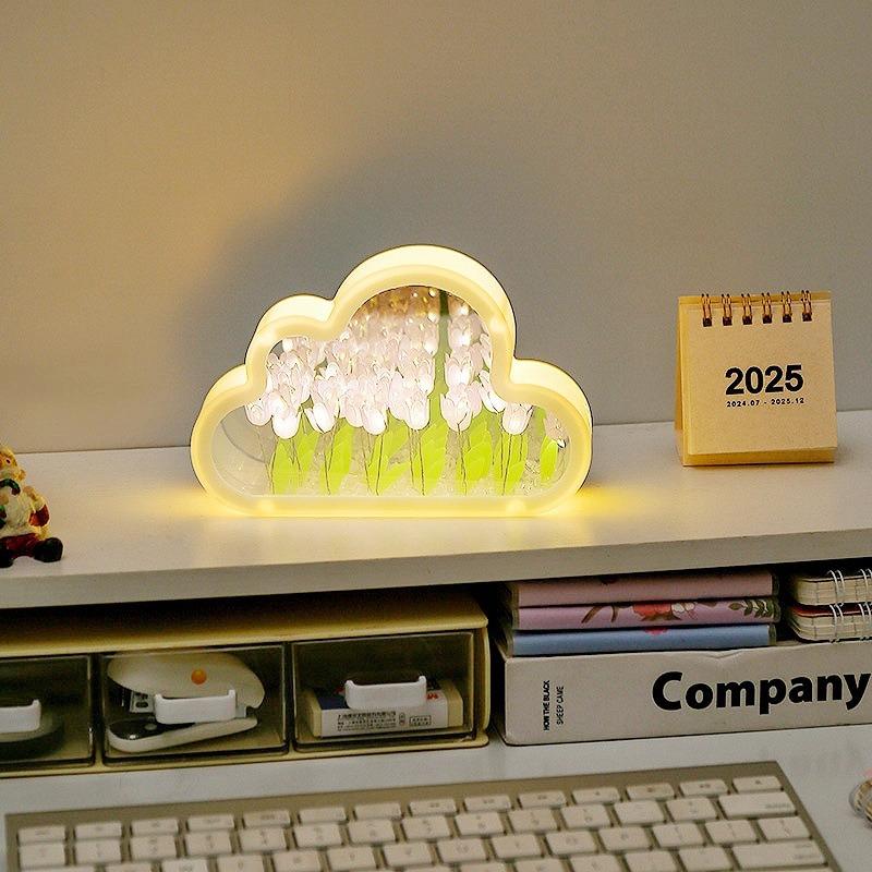 1SET Creative Tulip Flower Sea Night Light Handmade DIY Desktop Decoration Bedside Lamp Ambient Light Ornament Creative Gift