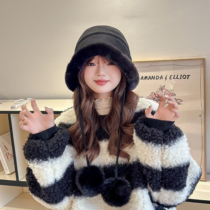 

Autumn and Winter Lei Feng Hat for Women Plush New Korean Knitted Hat Versatile Warm Ear Protection Thickened Fashion Hat one size