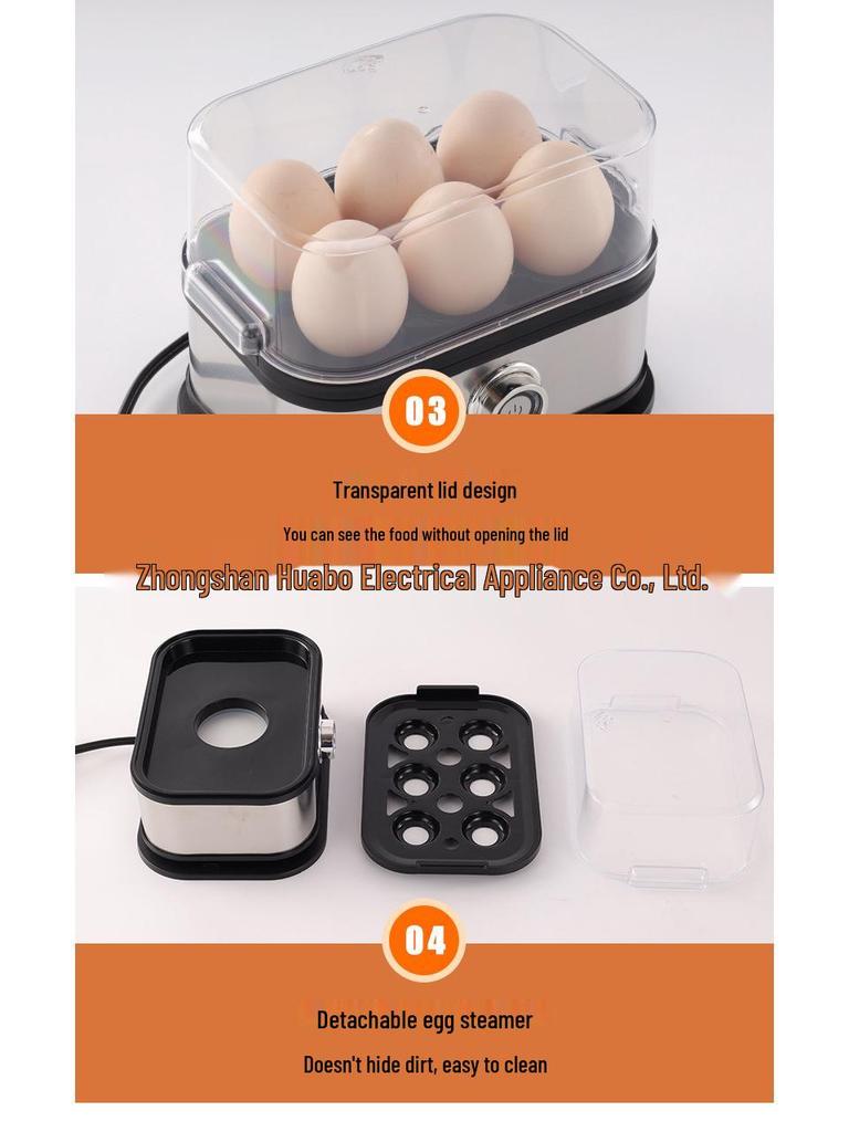 Compact Stainless Steel Multifunctional Egg Cooker for Steamed Eggs - Portable Kitchen Breakfast Machine