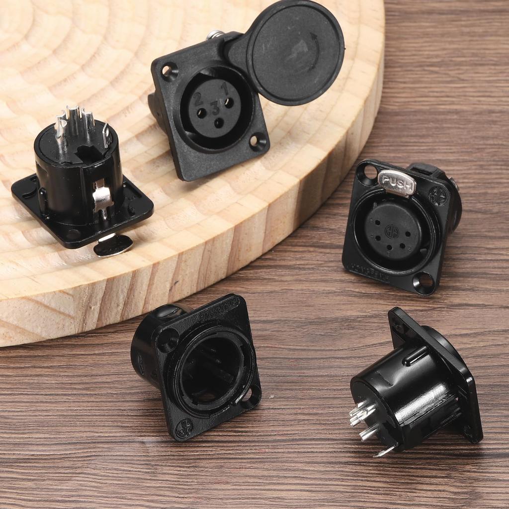 Uxcell 4-Piece Set XLR Male Jack Socket Microphone Adapter Panel Mount Connector for Mixer Power Amplifier Black