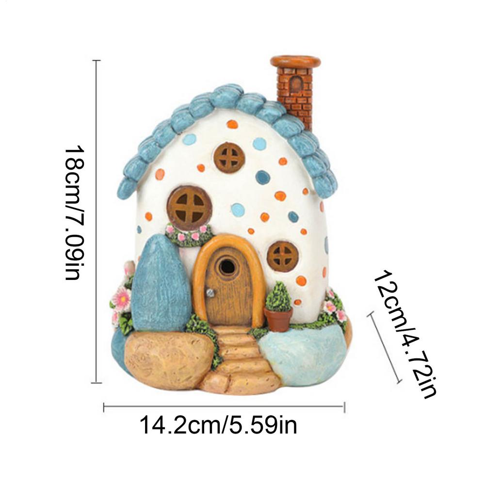 

Solar Fairy House Statue Resin Cottage Decorations Outdoor Figurine Lights Garden Cottage Lighting Figurines for Home Yard Decor синій