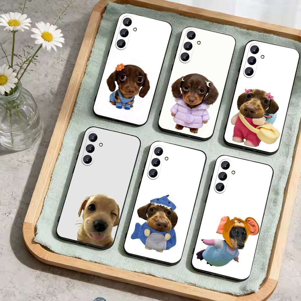 Goofy Dogs Big eyes Phone Case For Samsung Galaxy A73,21,22,32,71,53,52,51,80,5G Soft Black Cover