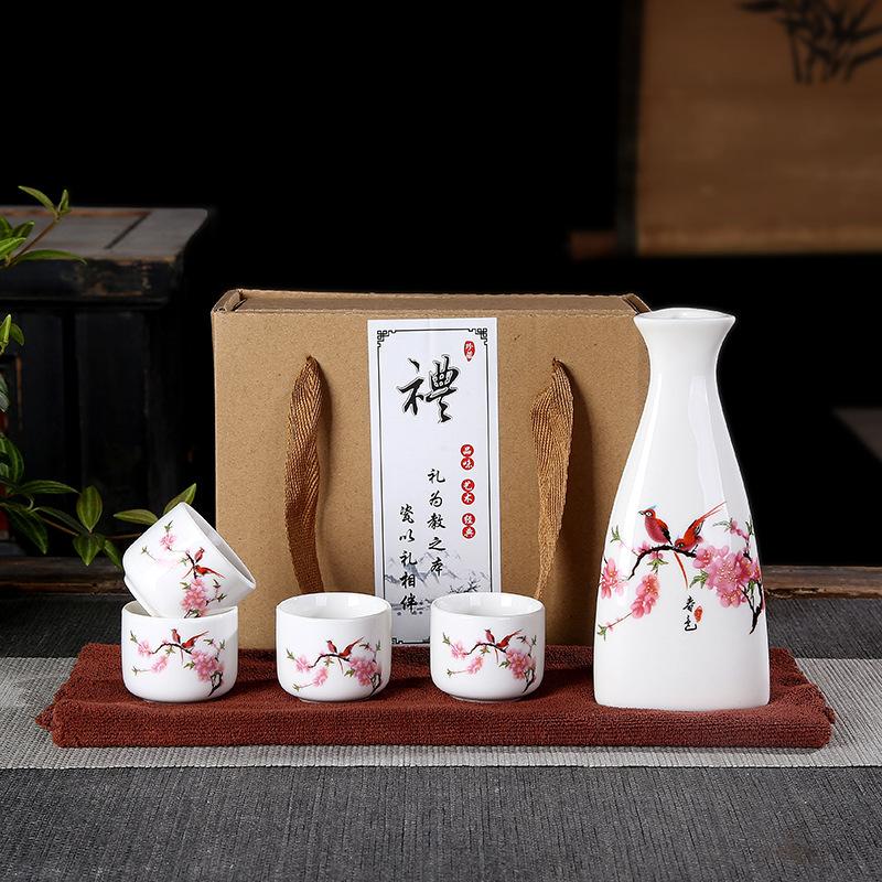 Japanese Sake Bar Set Household Ceramic Baijiu Cup Bottle Wine Cup Home Restaurant Party Drinking Barware Set Friend Gift