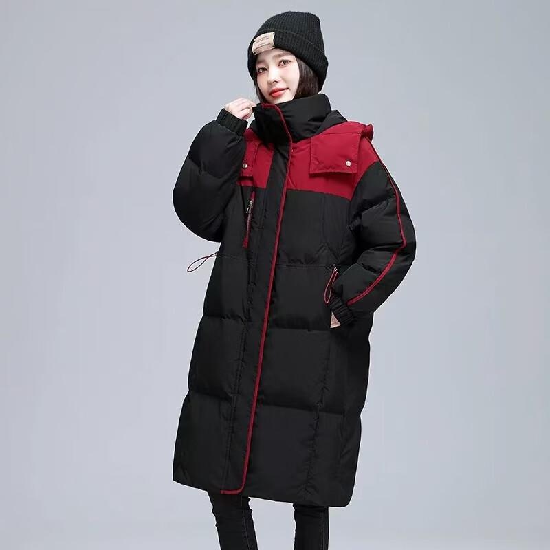 

Women s Korean Style Color Block Hooded Down Jacket M
