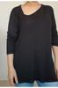 Damen Stil Große Größe T-Shirt Schwarz Seite V-Ausschnitt Gekämmte Baumwolle Viskose T-Shirt