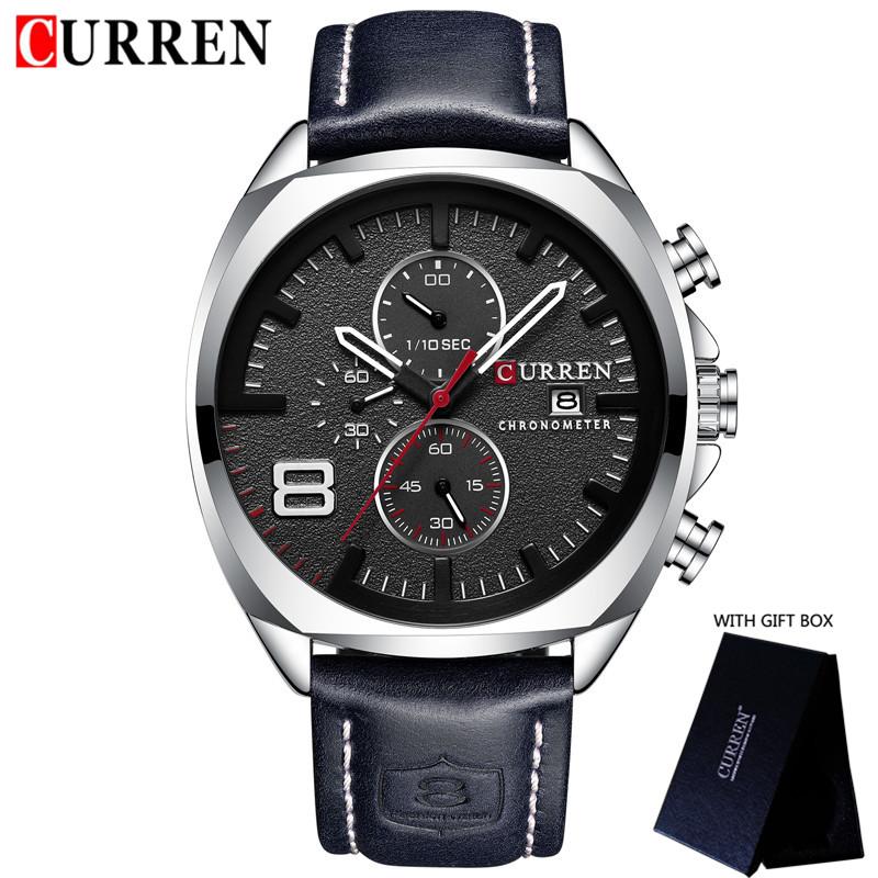 CURREN Uhr Herren Wasserdicht Chronograph Sport Militär Männliche Uhr Mann Top Marke Luxus Leder Armbanduhr Relogio Masculino 8324