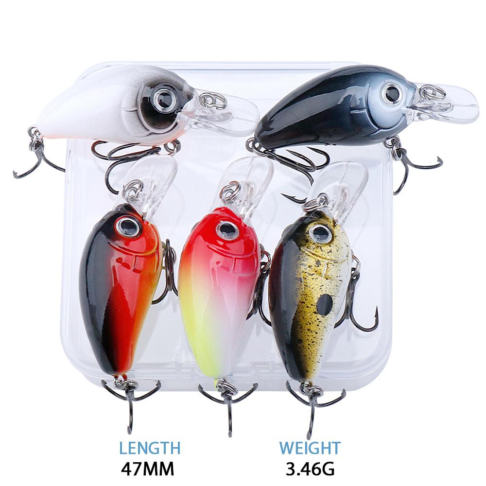 

Набор крэнкбейтов 5 шт. 35 мм/47 мм плавающие воблеры комплект твердая приманка для ловли щуки, судака