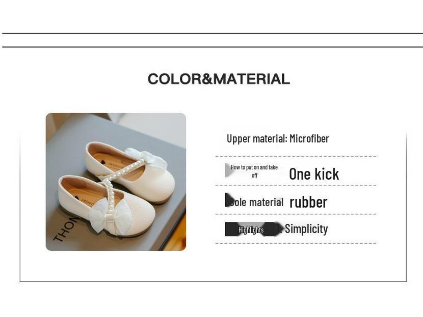 2025 Girls' Pearl White Leather Loafers for Spring & Autumn - Soft Sole, Fashionable Princess Shoes